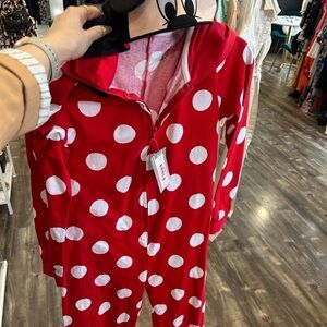 Disney Parks Minnie Mouse Red Polka Dot adult onesie size XS
